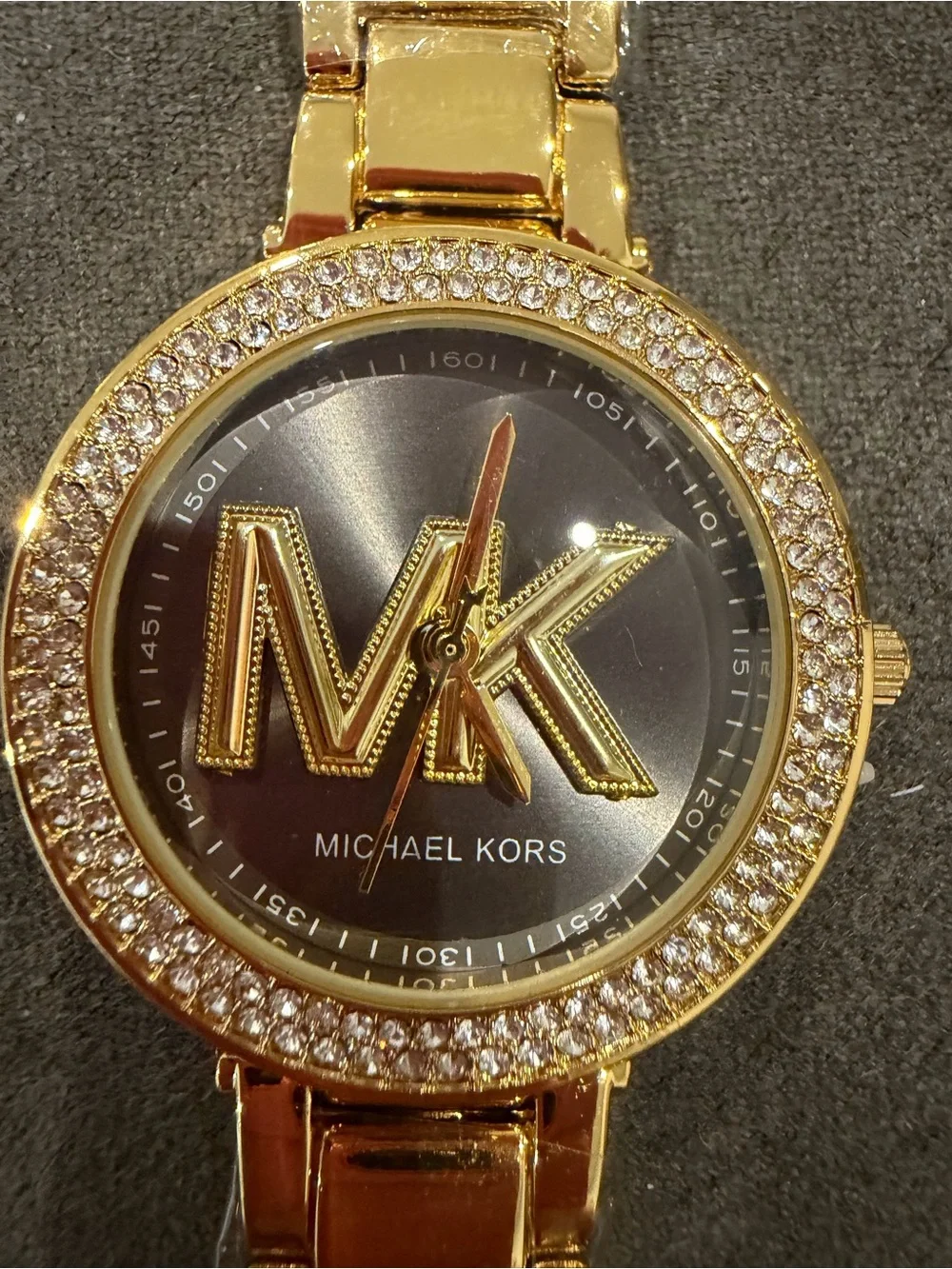 New Michael Kors Gold and Black Logo Bracelet Watch
